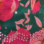 Pink Chiffon Saree With Mirror Work Scallop  Border and Allover Shimmer