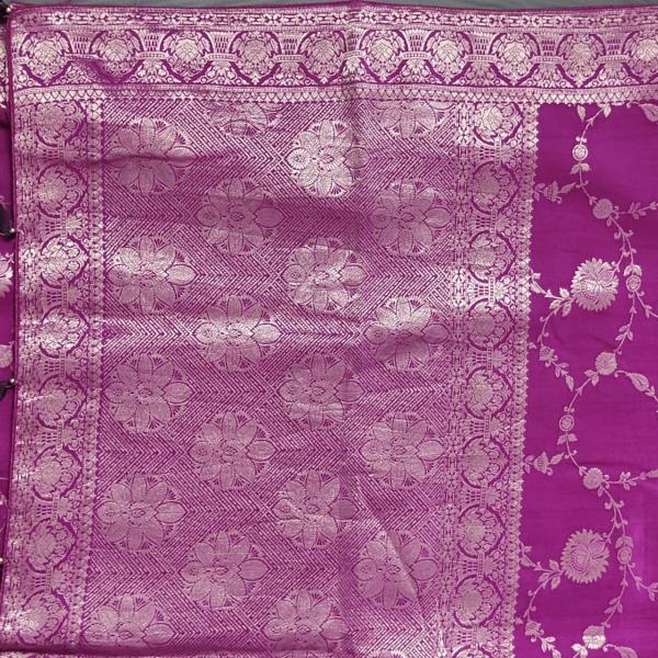 Purple Dola Silk Saree With Heavy Jaal Design