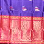 Violet Kanchipuram Silk Saree With Three Shade Leaf Buttis Allover and Plain