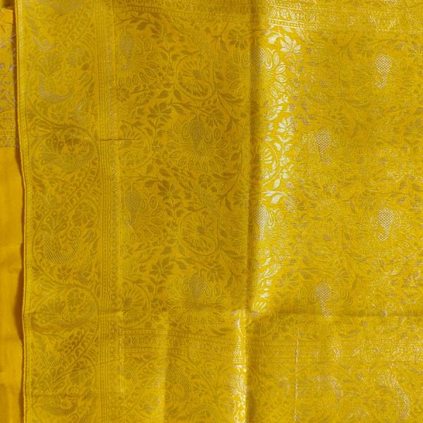 Yellow Dola Silk Saree With Heavy Jaal Design