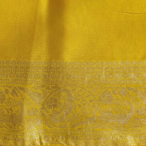 Yellow Dola Silk Saree With Heavy Jaal Design