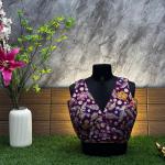 Vibrant Purple Floral Embroidered Chiffon Blouse